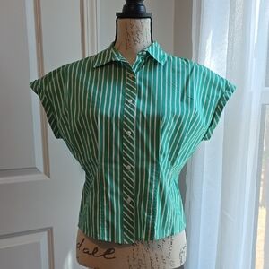 Karl Lagerfeld Green Striped Button Down Shirt
